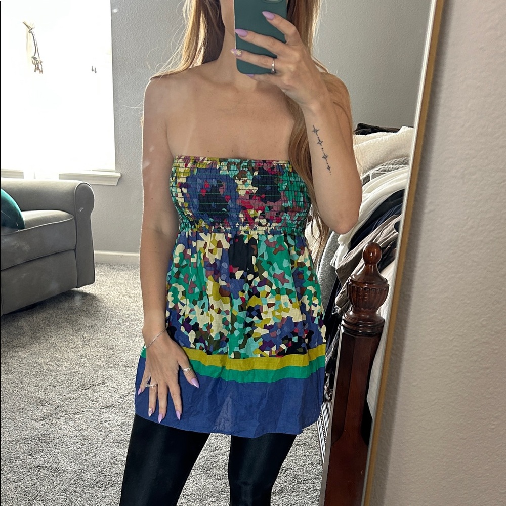 Forever 21 Multicolor Smocked Top with Black Label